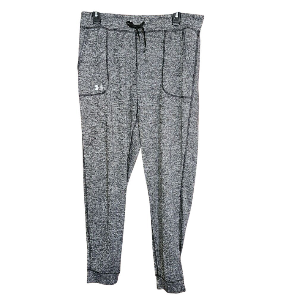 Under Armour Jogger Pants Womens M‎ Gray Polyester High Rise Pockets Tie Pull On